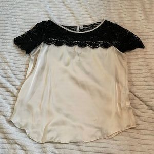 LC Lauren Conrad Silk + Lace Shirt